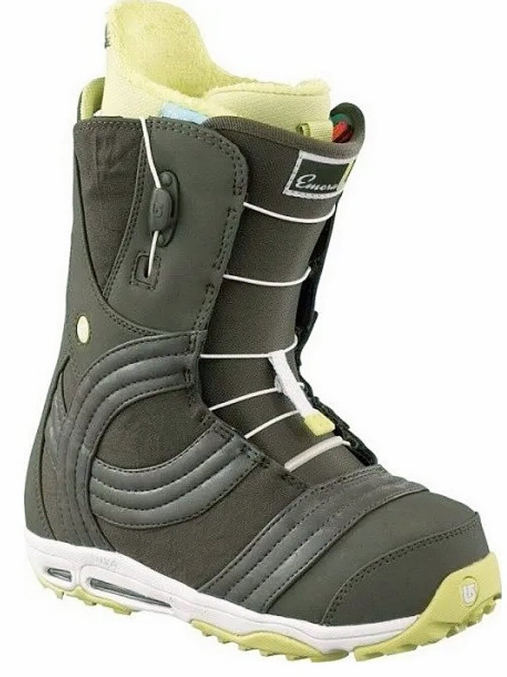 NEW Burton Emerald Snowboard Boots! Size 7 Olive Green With Greenish Yellow Trim